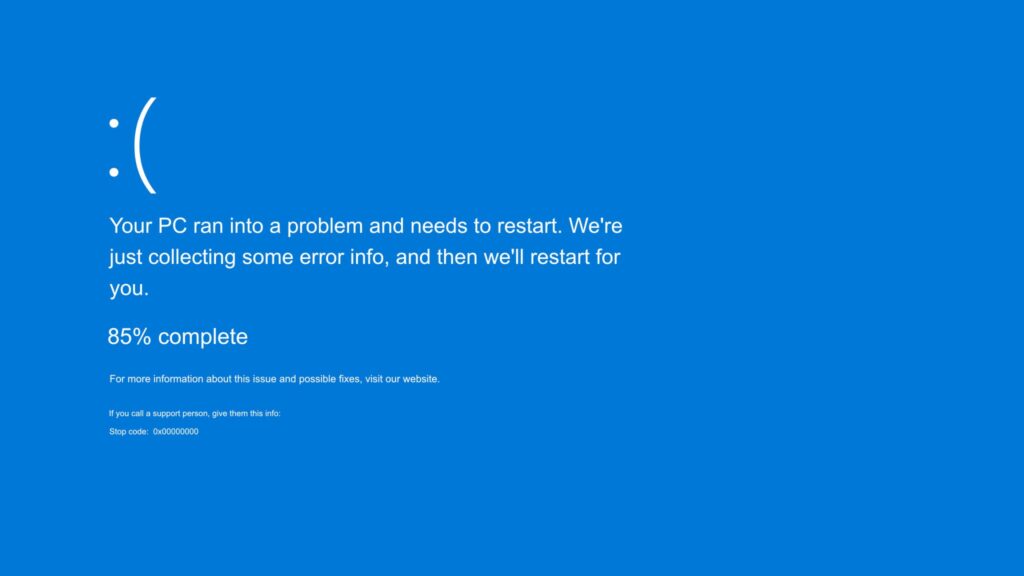 Blue screen - screen of death - BSOD system error